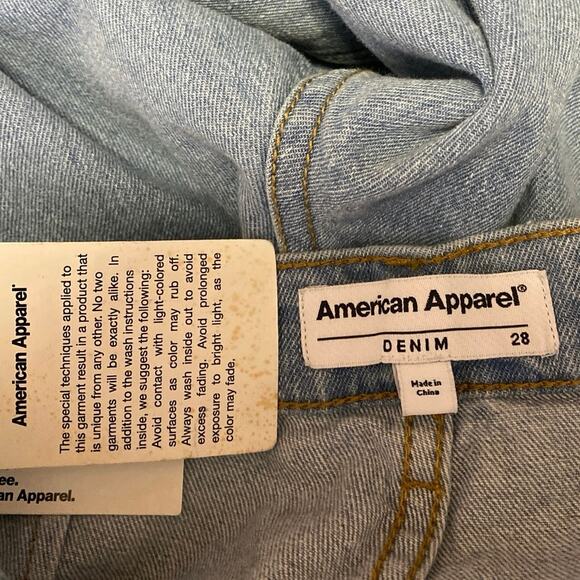 NEW American Apparel The Crop Wide Leg Womens Blue High Rise Denim Jeans Size 28 - Picture 4 of 6